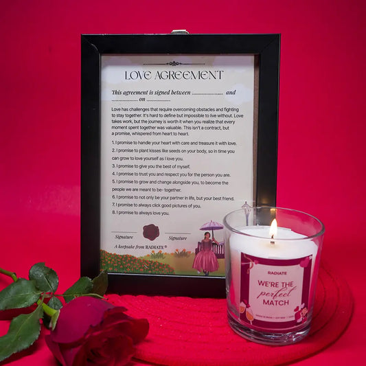 Perfect match candle and love agreement giftbox product video by Radiate