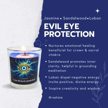Evil Eye Protection Candle - Jasmine, Sandalwood & Loban scented candle