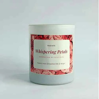 Whispering Petals- Rose & Vanilla scented soy wax candle