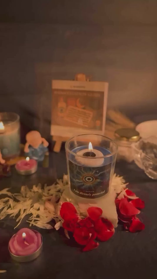 Evil eye candle usage product video by Radiate