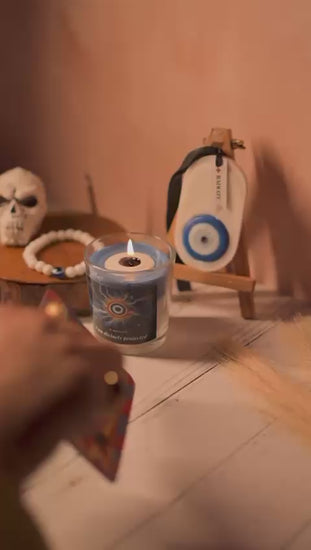 Evil eye protection combo with evil eye scented candle, evil eye  wax sachet and evil eye protection bracelet product video